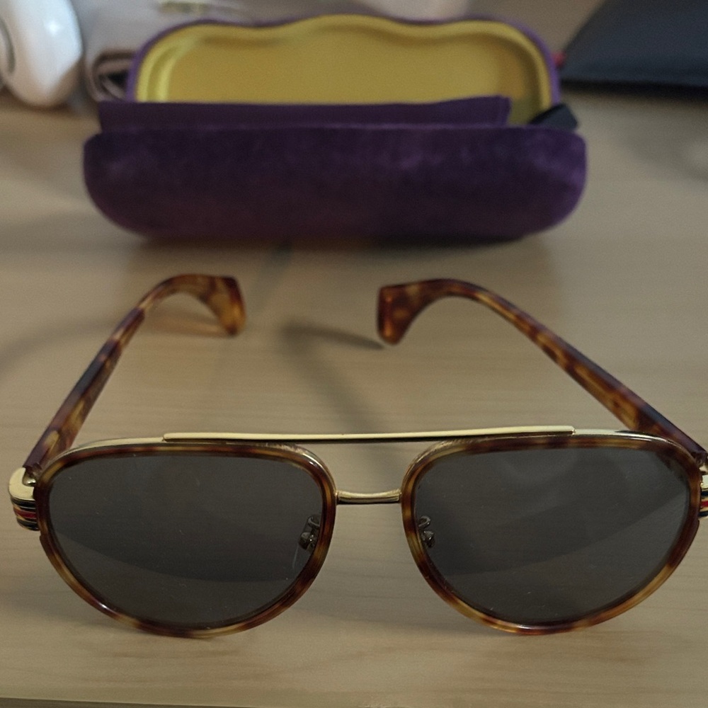 Gucci Tortoiseshell Sunglasses with Gold Accents